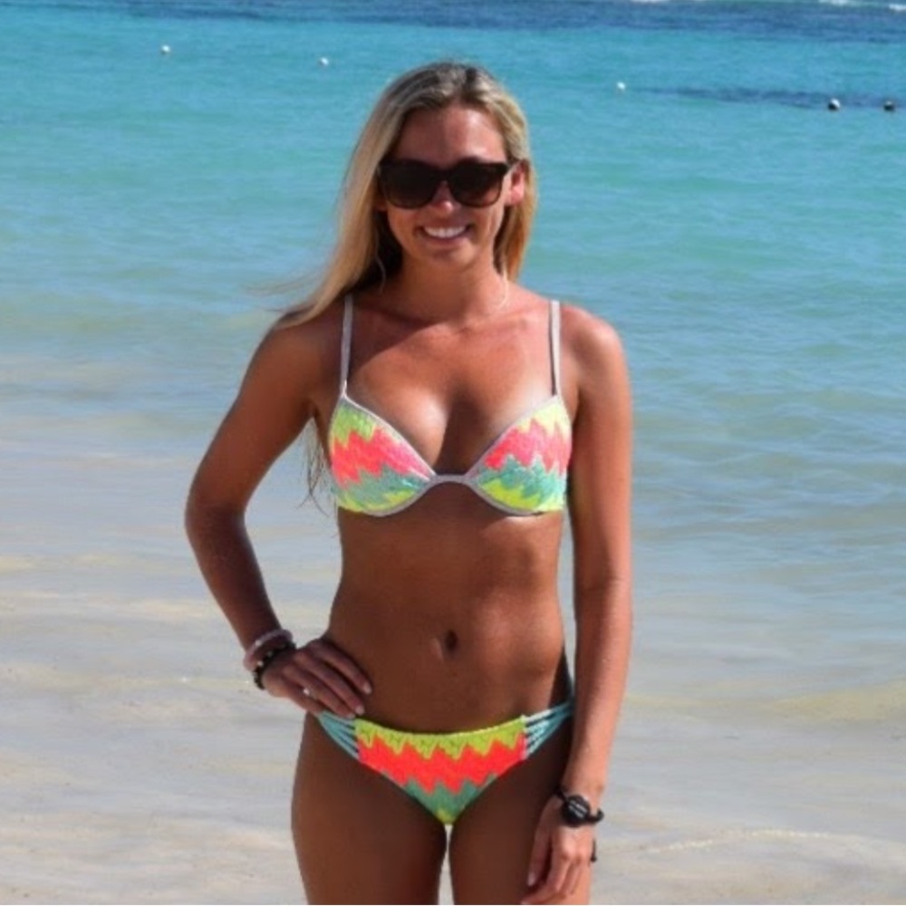 Victoria’s Secret Swim bikini, green blue pink, size small 34A
